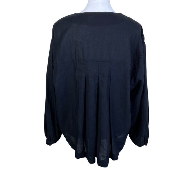 Zara Sz M Twee Chunky Button Front Short Swing Jacket Blazer Linen Blend Black - Picture 6 of 16